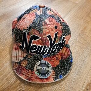 TNT Fashion Floral New York Cap Flat Brim Vintage Style Streetwear Snapback O/S